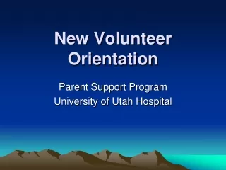 New Volunteer Orientation