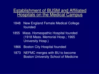 Establishment of BUSM and Affiliated Hospitals on the Medical Campus