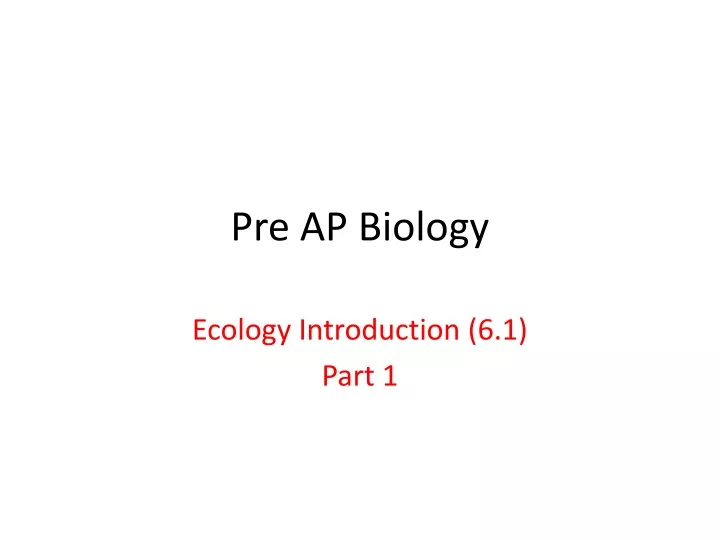 pre ap biology