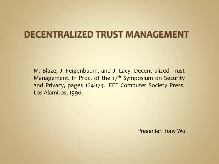 decentralized trust management
