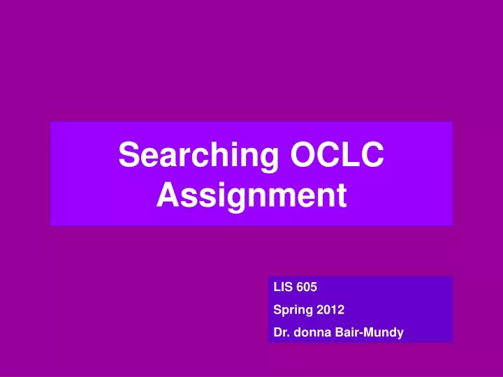 searching oclc assignment