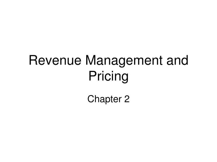 revenue management and pricing