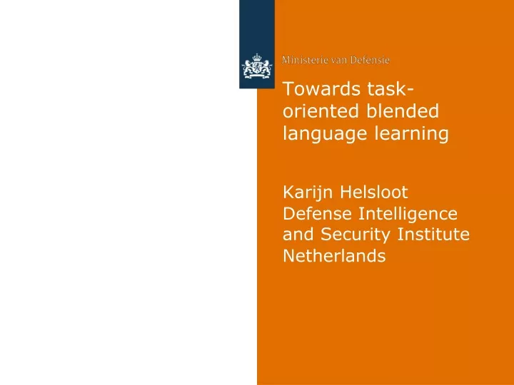 towards task oriented blended language learning