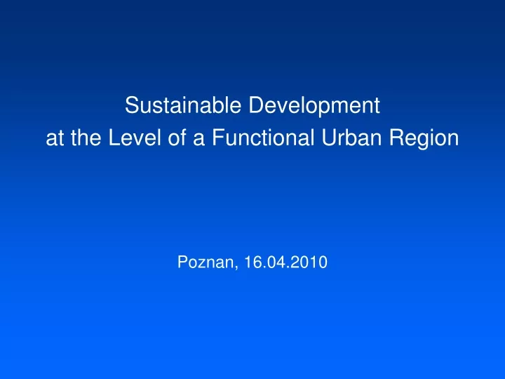 sustainable development at the level