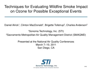 Techniques for Evaluating Wildfire Smoke Impact on Ozone for Possible Exceptional Events