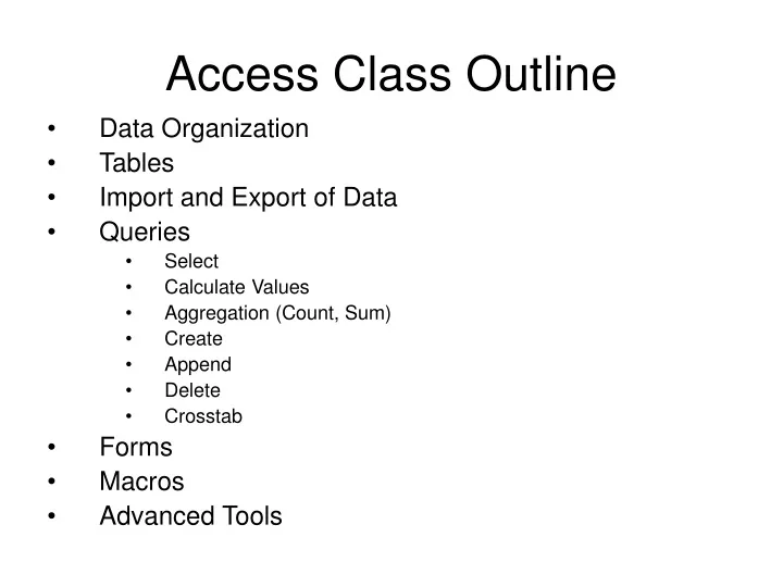 access class outline