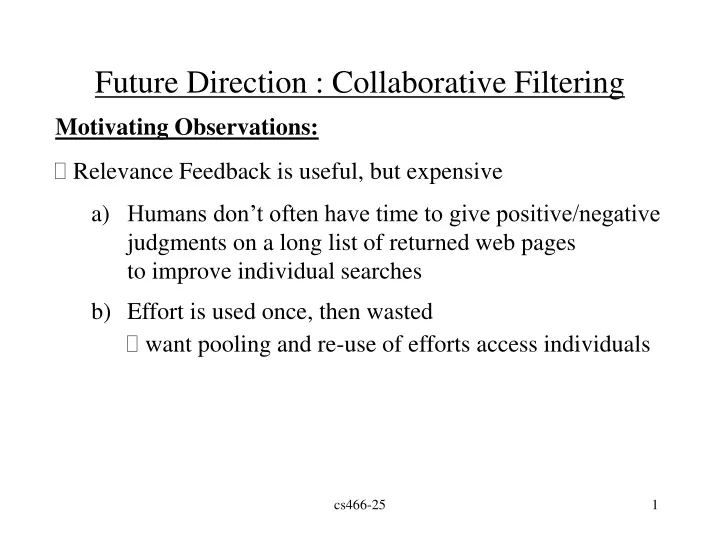 future direction collaborative filtering