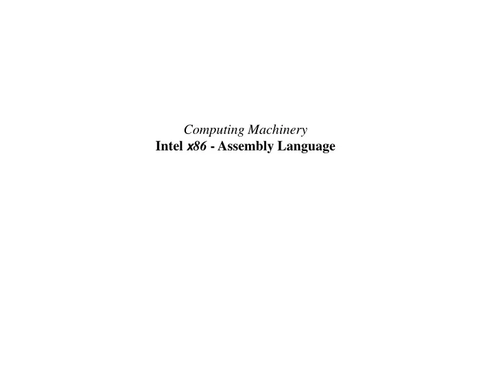 computing machinery intel x 86 assembly language