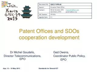 Patent Offices and SDOs  cooperation development