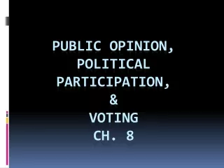 Public Opinion, Political Participation, &amp;  Voting       CH. 8