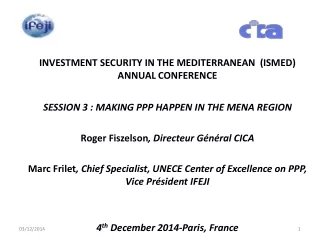 INVESTMENT SECURITY IN THE MEDITERRANEAN  (ISMED)  ANNUAL CONFERENCE