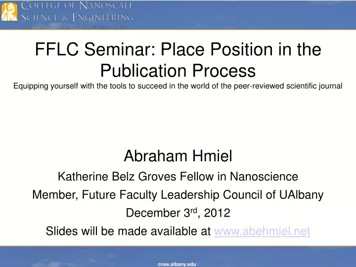 fflc seminar place position in the publication