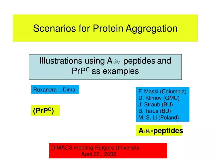 scenarios for protein aggregation