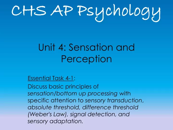 unit 4 sensation and perception