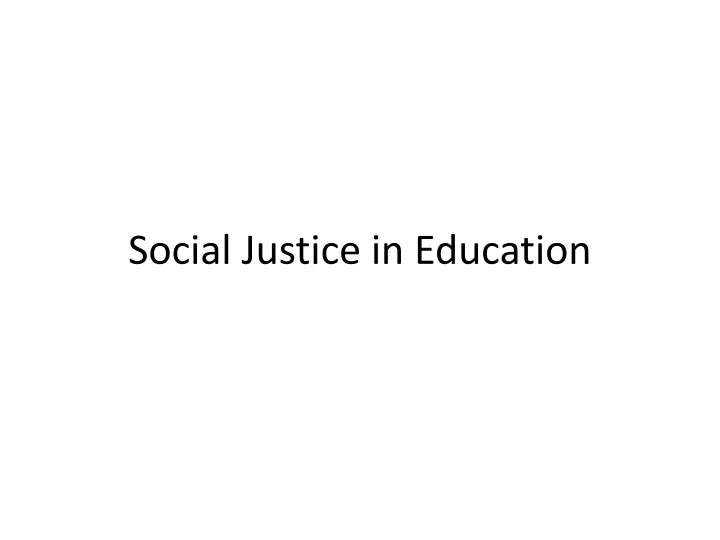 social justice in education