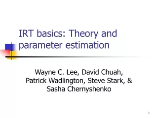 IRT basics: Theory and parameter estimation
