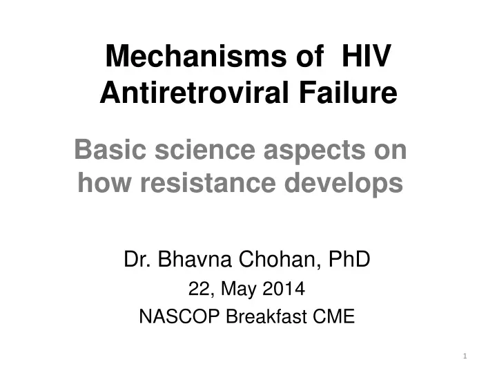 mechanisms of hiv antiretroviral failure