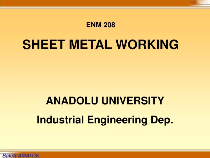 enm 208 sheet metal working