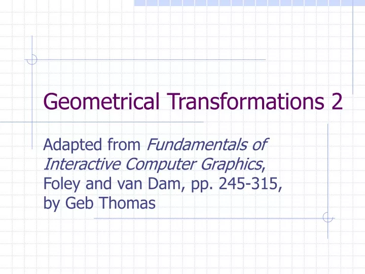 geometrical transformations 2