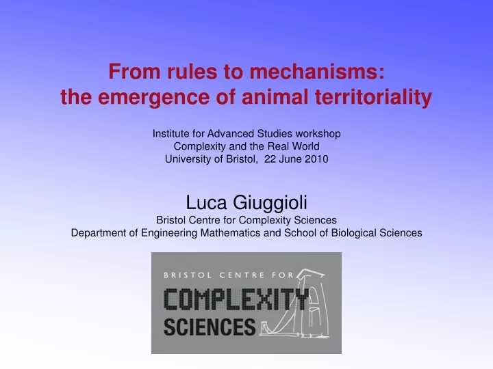 from rules to mechanisms the emergence of animal