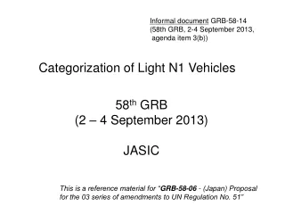 Categorization of Light N1 Vehicles