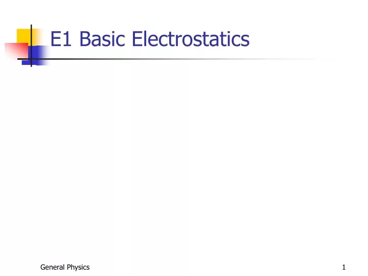 e1 basic electrostatics