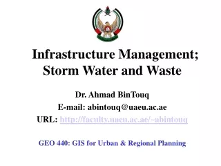 Infrastructure Management;  Storm Water and Waste