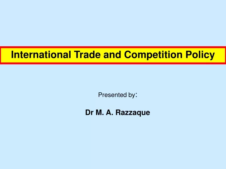 international trade and competition policy