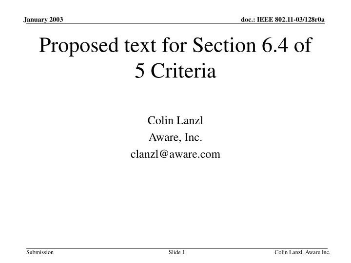 proposed text for section 6 4 of 5 criteria
