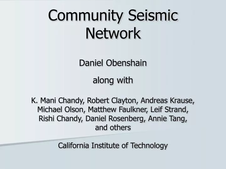 community seismic network