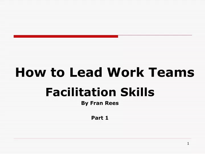 how to lead work teams