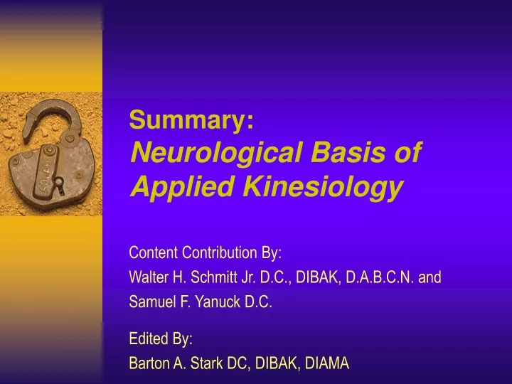 summary neurological basis of applied kinesiology