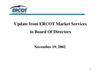 Update from ERCOT Market Services  to Board Of Directors November 19, 2002