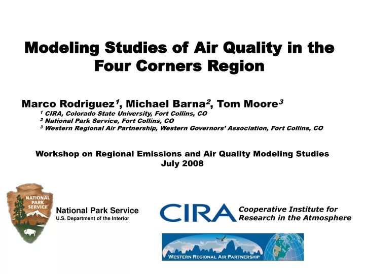modeling studies of air quality in the four corners region