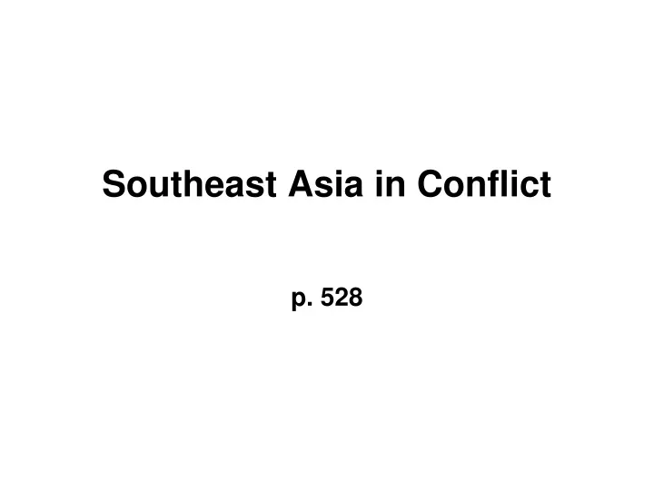 southeast asia in conflict