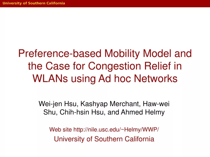 preference based mobility model and the case for congestion relief in wlans using ad hoc networks