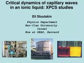 Critical dynamics of capillary waves  in an ionic liquid: XPCS studies