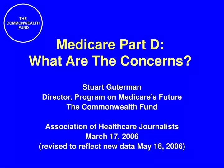 medicare part d what are the concerns