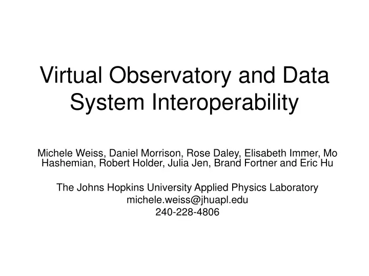 virtual observatory and data system interoperability