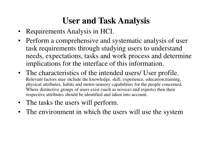 user and task analysis