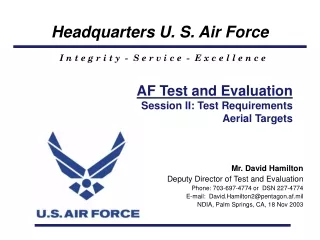 AF Test and Evaluation Session II: Test Requirements Aerial Targets