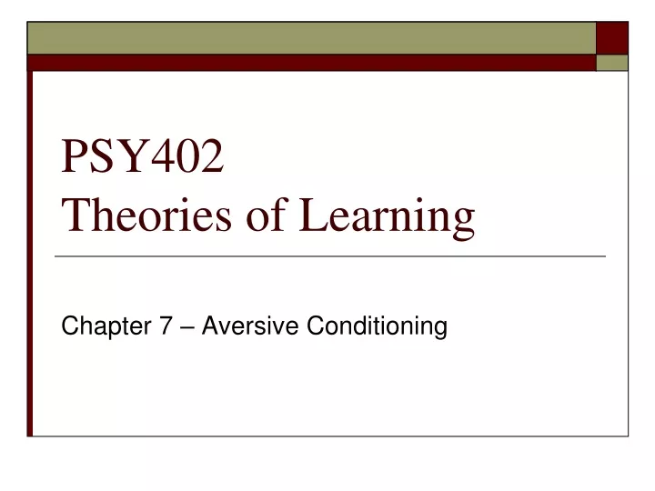 psy402 theories of learning