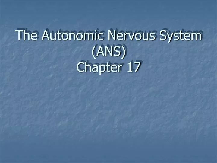 the autonomic nervous system ans chapter 17