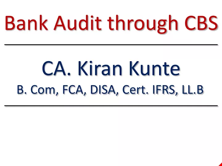 bank audit through cbs
