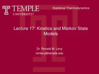 Lecture 17: Kinetics and Markov State Models