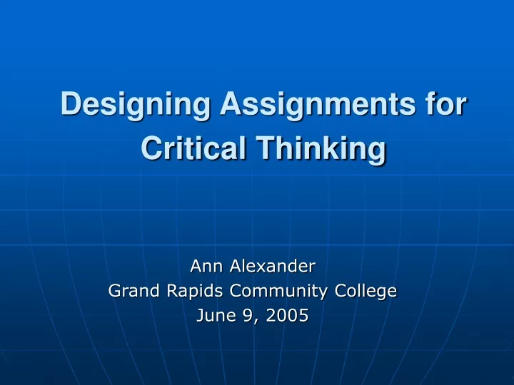 designing assignments for critical thinking
