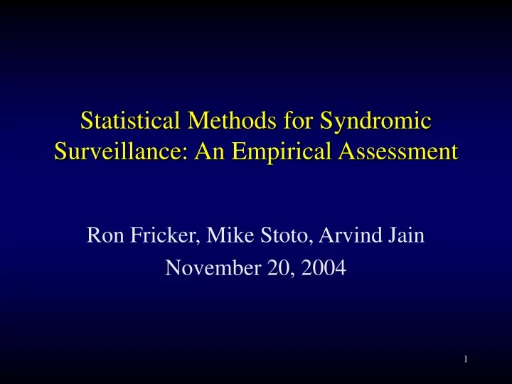 statistical methods for syndromic surveillance an empirical assessment