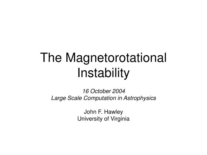 the magnetorotational instability
