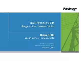 NCEP Product Suite  Usage in the  Private Sector