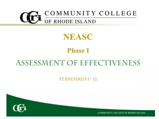 NEASC Phase I Assessment of Effectiveness Standards  1 - 11